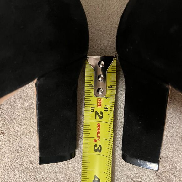 Stuart Weitzman Ezra 80 Black Suede Black Heel Sandal Women 5.5 Wide Strap Chic - Picture 8 of 13